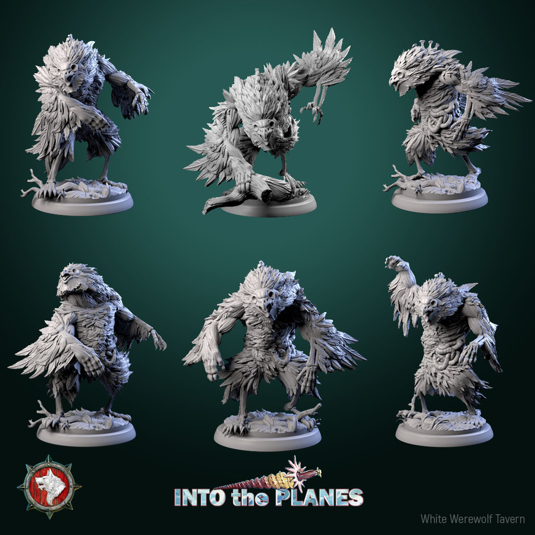Zombie owlbear 32mm set 6 miniatures pre-supported + dnd 5e stats block